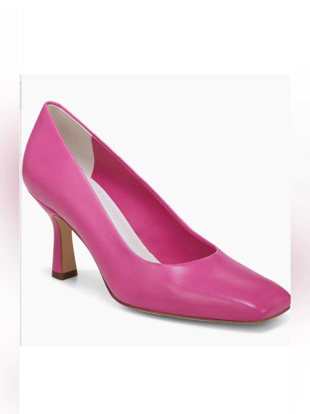 FRANCO SARTO Pink Leather Square Toe Pumps